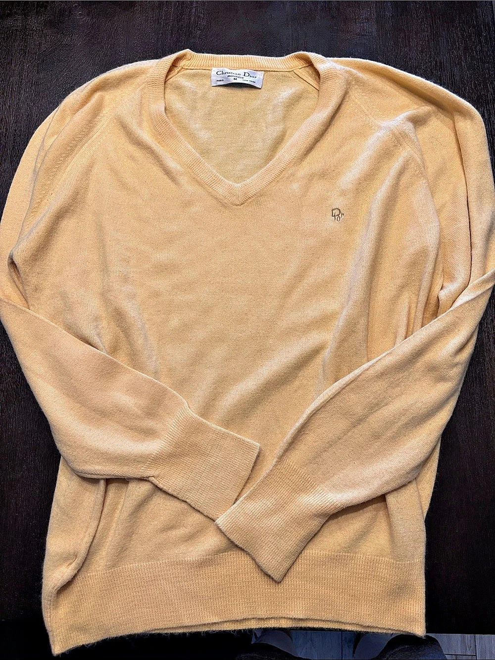 Christian Dior Monsieur V-Neck Sweater Medium Yellow